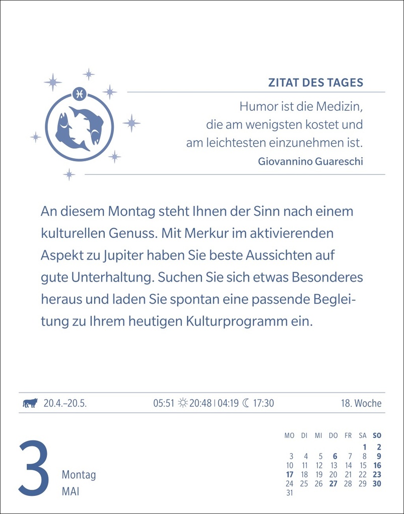 Weitere Ansicht: Fische Sternzeichenkalender 2027 - Tagesabreißkalender - Ihr Horoskop für jeden Tag | Robert Satorius