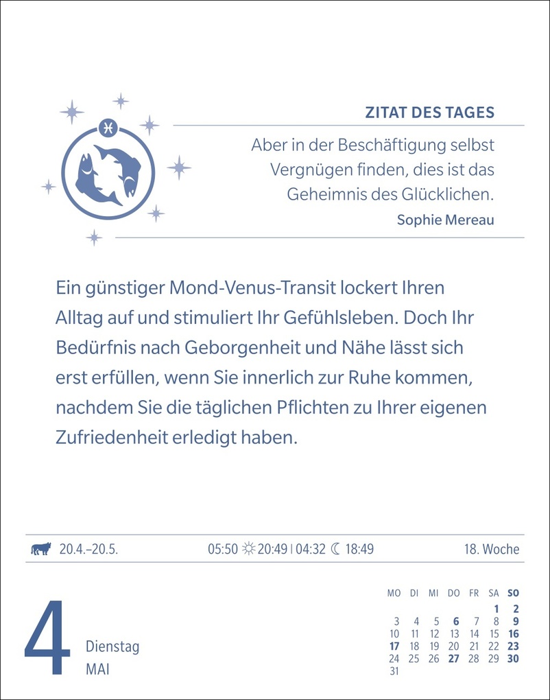 Weitere Ansicht: Fische Sternzeichenkalender 2027 - Tagesabreißkalender - Ihr Horoskop für jeden Tag | Robert Satorius