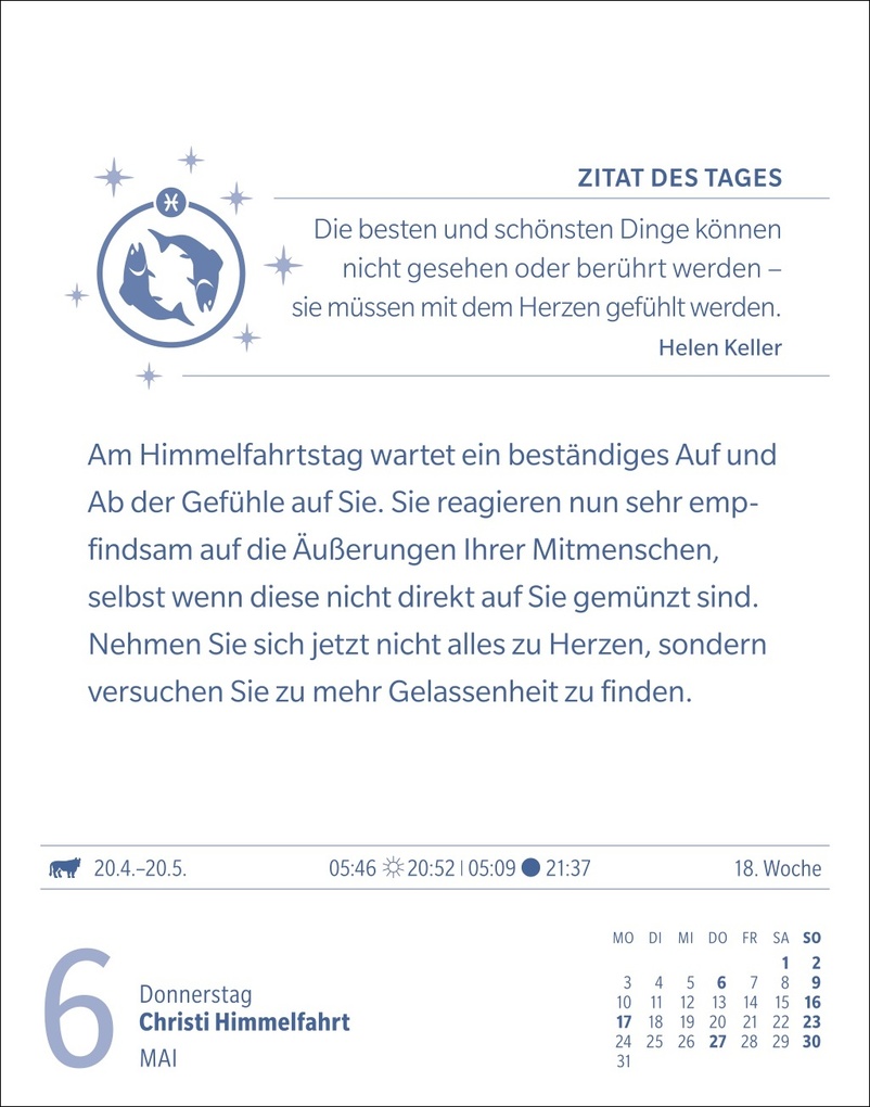 Weitere Ansicht: Fische Sternzeichenkalender 2027 - Tagesabreißkalender - Ihr Horoskop für jeden Tag | Robert Satorius