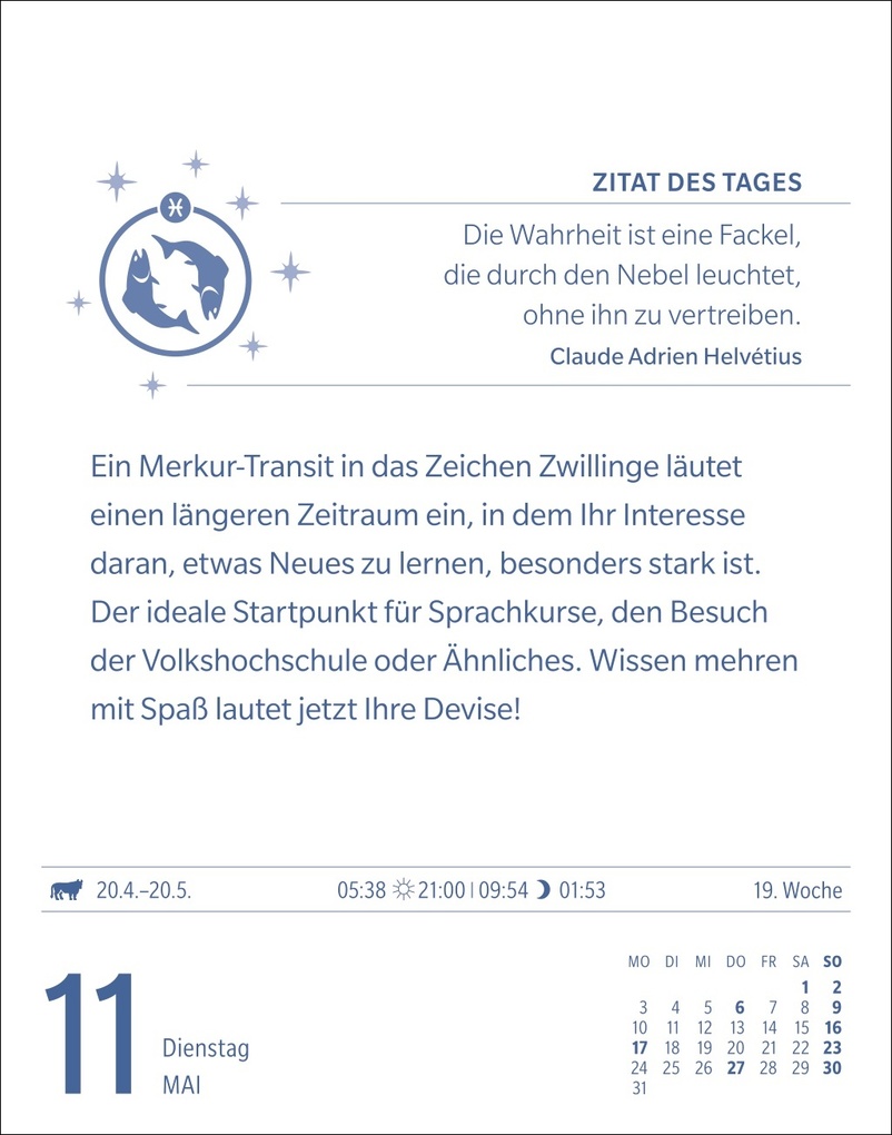 Weitere Ansicht: Fische Sternzeichenkalender 2027 - Tagesabreißkalender - Ihr Horoskop für jeden Tag | Robert Satorius