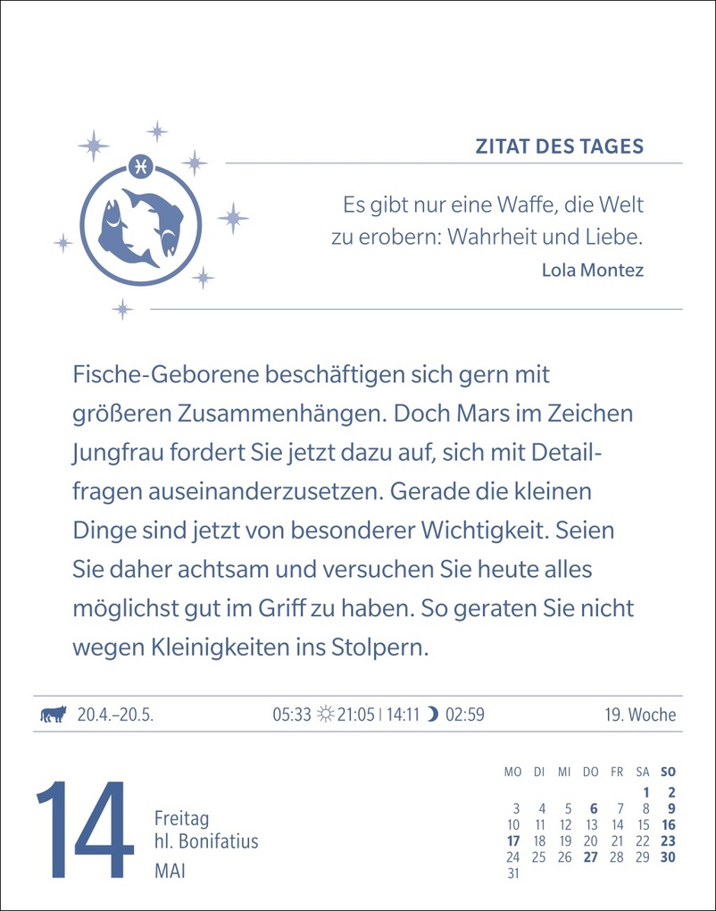 Weitere Ansicht: Fische Sternzeichenkalender 2027 - Tagesabreißkalender - Ihr Horoskop für jeden Tag | Robert Satorius