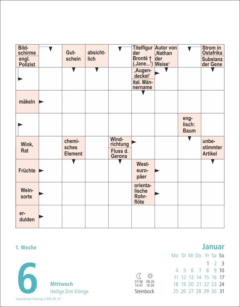 Weitere Ansicht: Stefan Heine Kreuzworträtsel Tagesabreißkalender 2027 | Stefan Heine