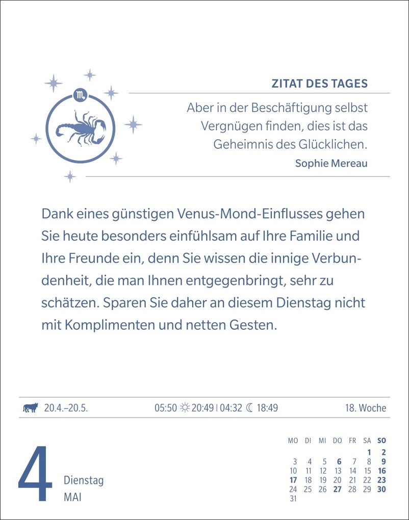 Weitere Ansicht: Skorpion Sternzeichenkalender 2027 - Tagesabreißkalender - Ihr Horoskop für jeden Tag | Robert Satorius