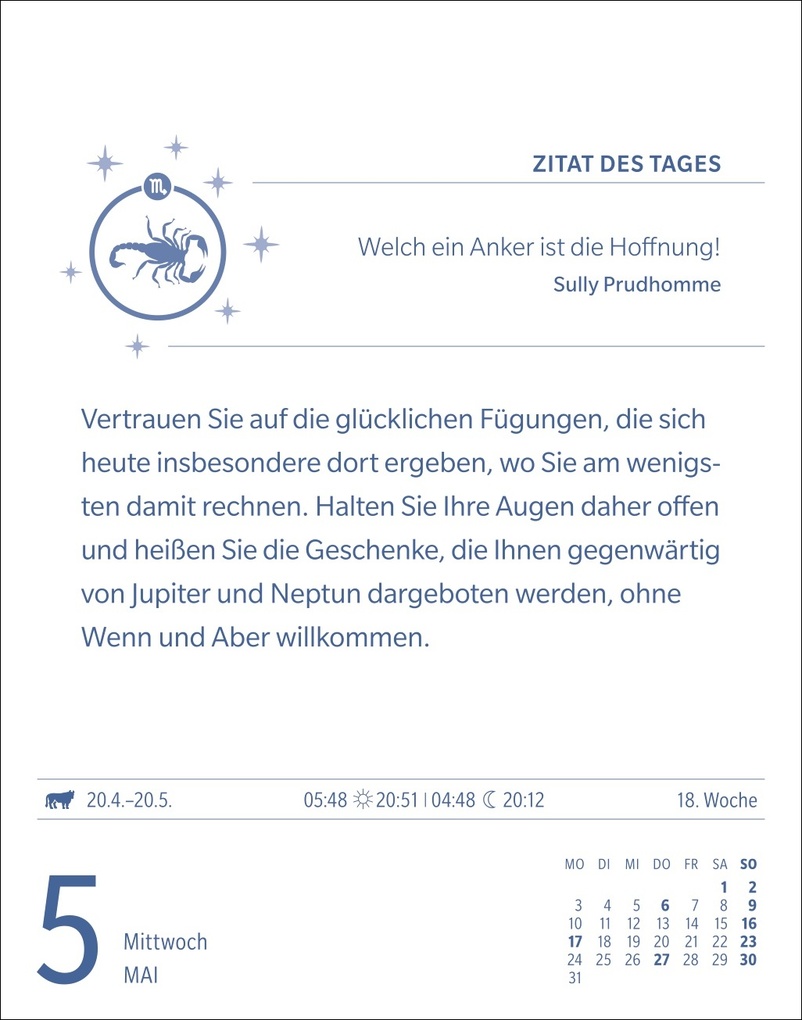 Weitere Ansicht: Skorpion Sternzeichenkalender 2027 - Tagesabreißkalender - Ihr Horoskop für jeden Tag | Robert Satorius
