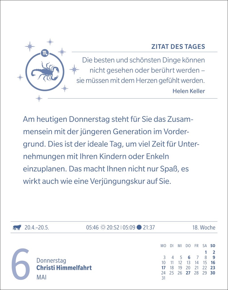 Weitere Ansicht: Skorpion Sternzeichenkalender 2027 - Tagesabreißkalender - Ihr Horoskop für jeden Tag | Robert Satorius