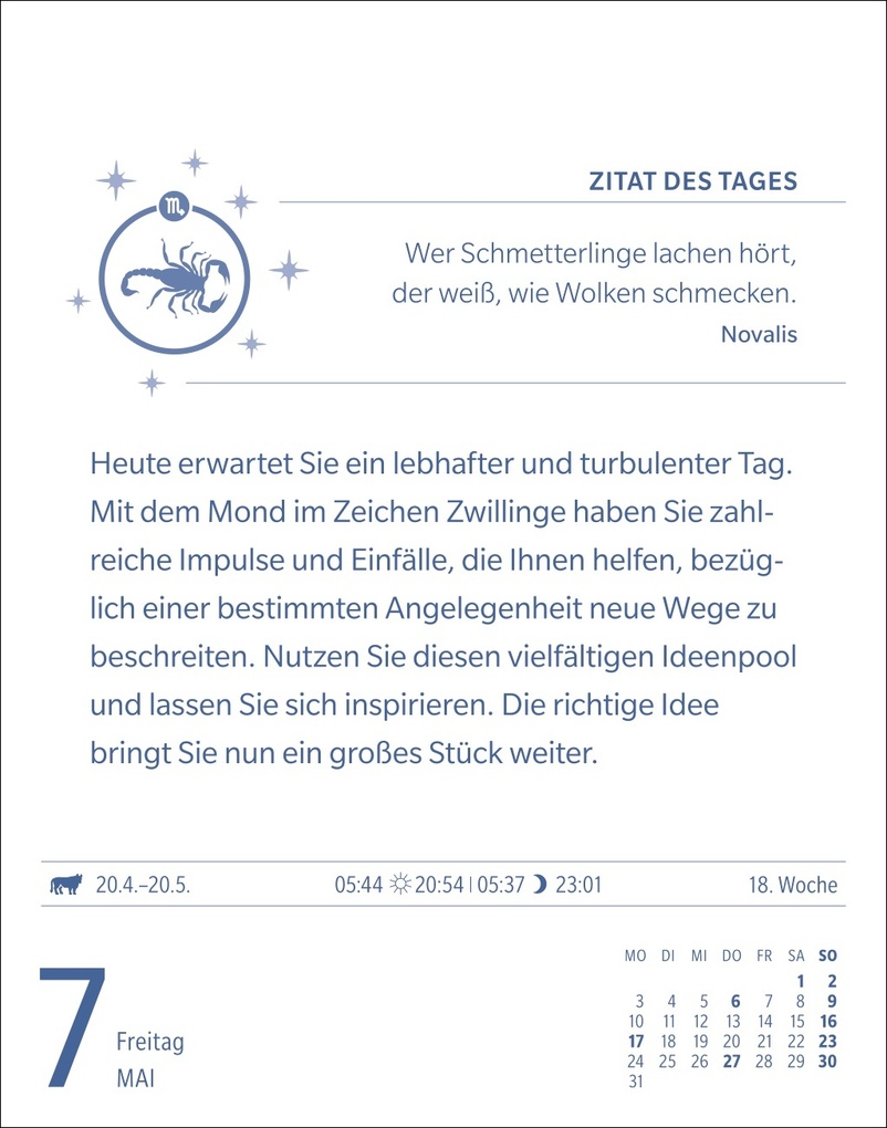 Weitere Ansicht: Skorpion Sternzeichenkalender 2027 - Tagesabreißkalender - Ihr Horoskop für jeden Tag | Robert Satorius