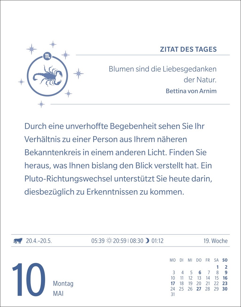 Weitere Ansicht: Skorpion Sternzeichenkalender 2027 - Tagesabreißkalender - Ihr Horoskop für jeden Tag | Robert Satorius