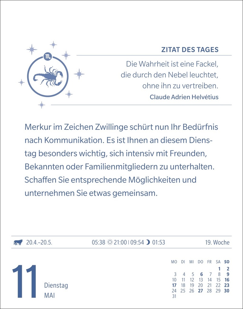 Weitere Ansicht: Skorpion Sternzeichenkalender 2027 - Tagesabreißkalender - Ihr Horoskop für jeden Tag | Robert Satorius