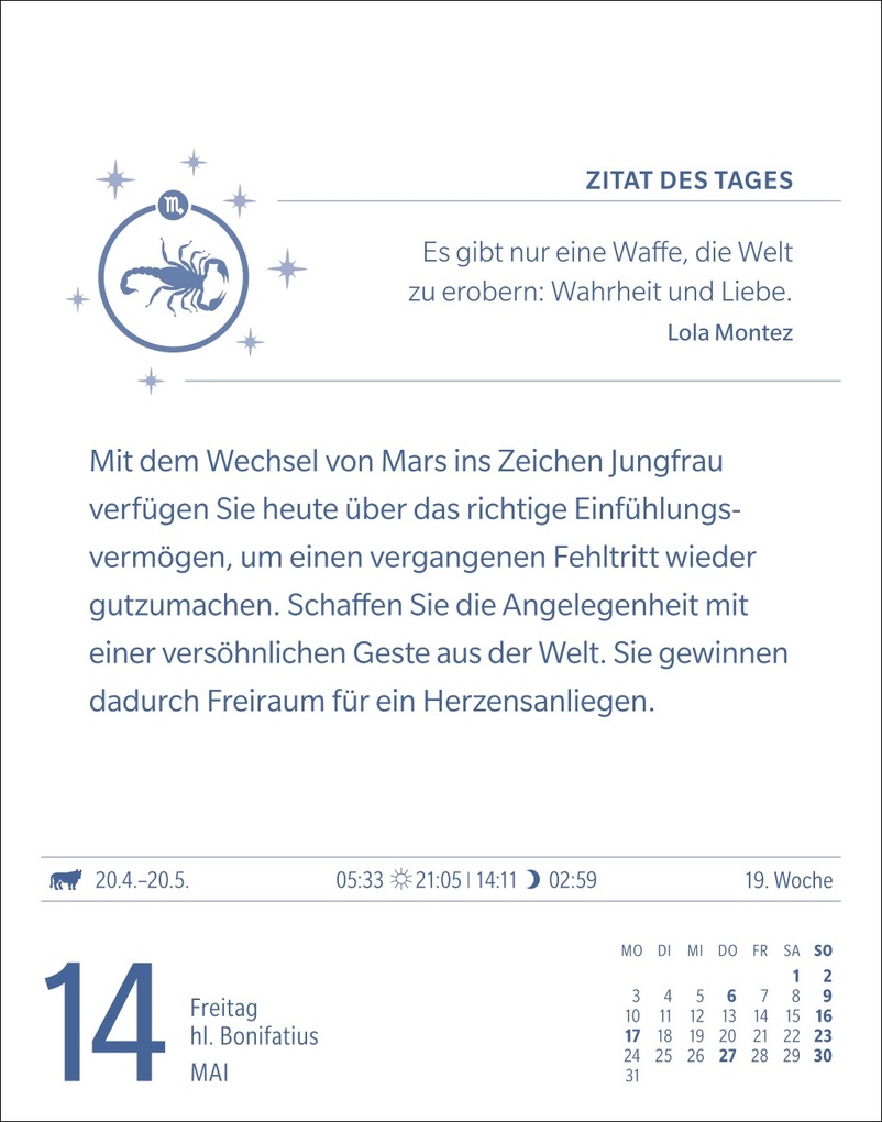 Weitere Ansicht: Skorpion Sternzeichenkalender 2027 - Tagesabreißkalender - Ihr Horoskop für jeden Tag | Robert Satorius