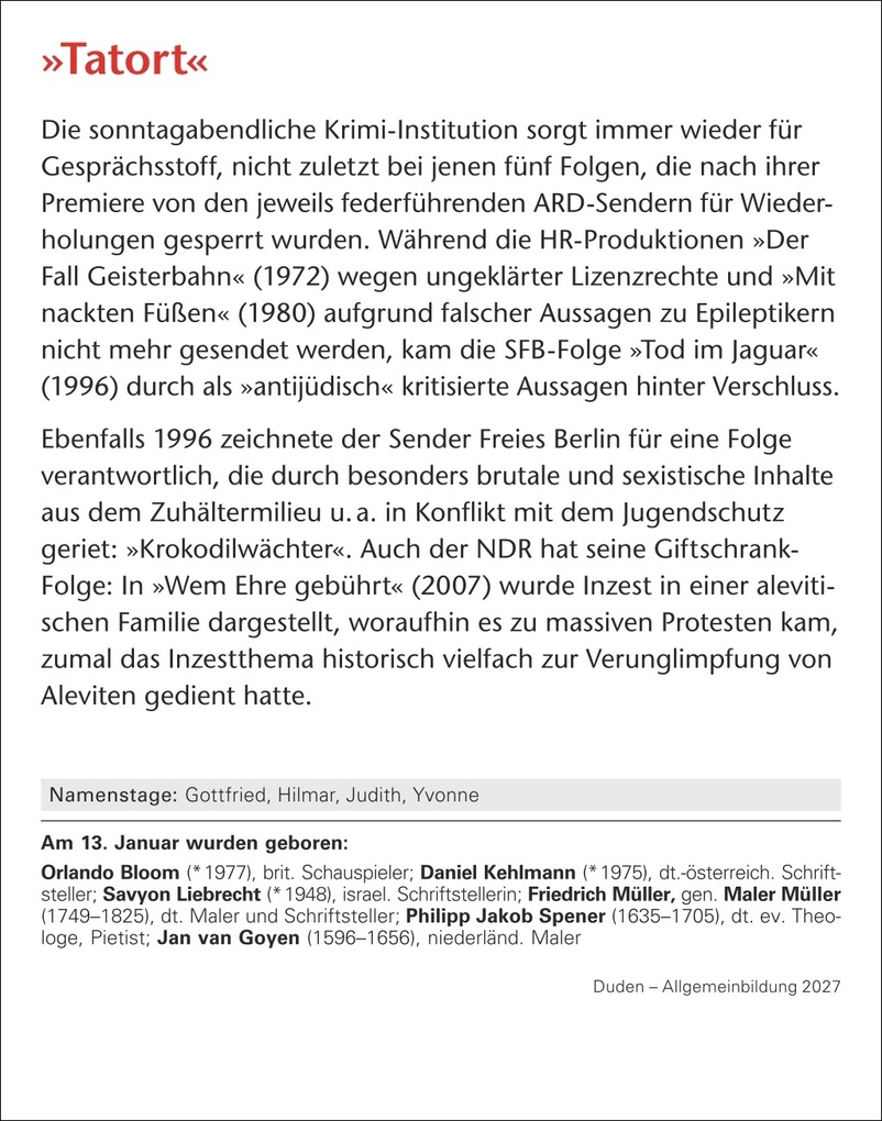 Weitere Ansicht: Duden Allgemeinbildung Tagesabreißkalender 2027 - Wissen und Quizzen | Thomas Huhnold