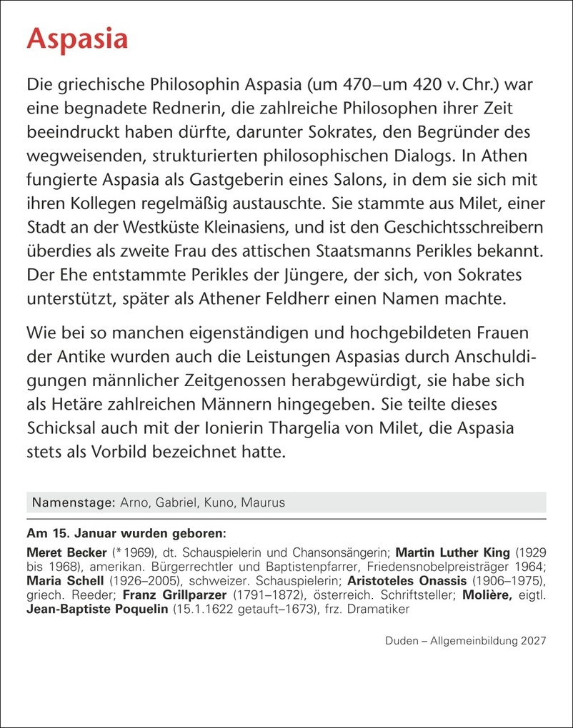 Weitere Ansicht: Duden Allgemeinbildung Tagesabreißkalender 2027 - Wissen und Quizzen | Thomas Huhnold