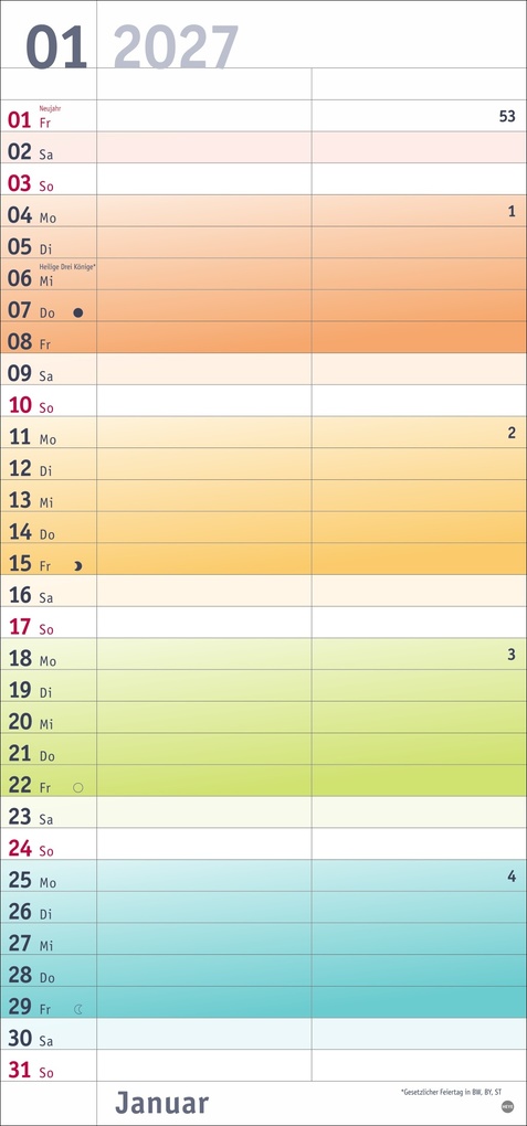 Weitere Ansicht: Bunte Wochen Planer für mich 2027