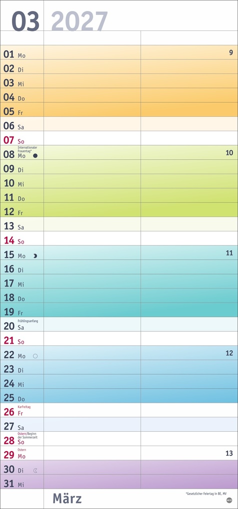 Weitere Ansicht: Bunte Wochen Planer für mich 2027