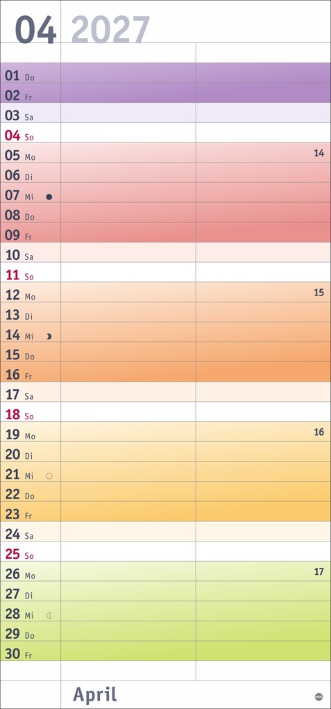 Weitere Ansicht: Bunte Wochen Planer für mich 2027