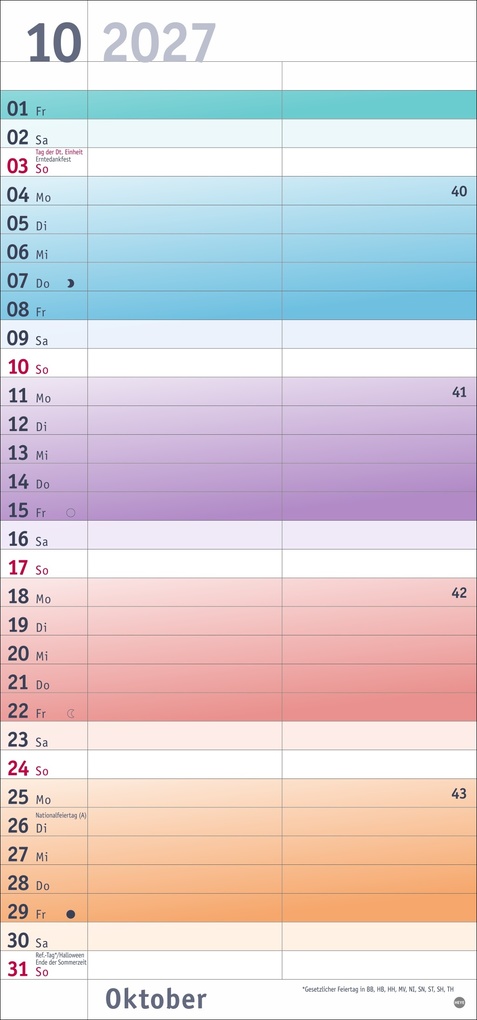 Weitere Ansicht: Bunte Wochen Planer für mich 2027