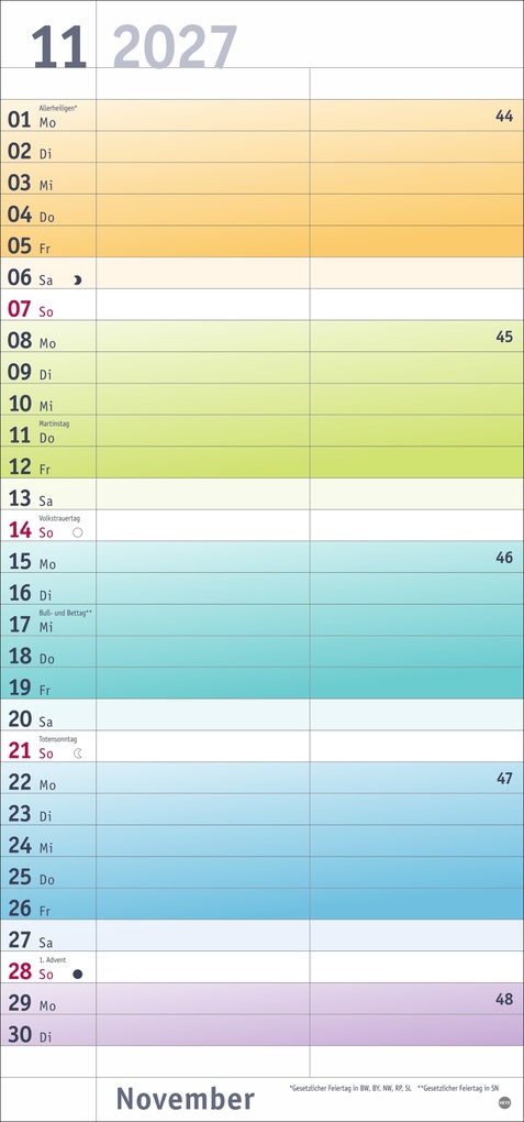 Weitere Ansicht: Bunte Wochen Planer für mich 2027