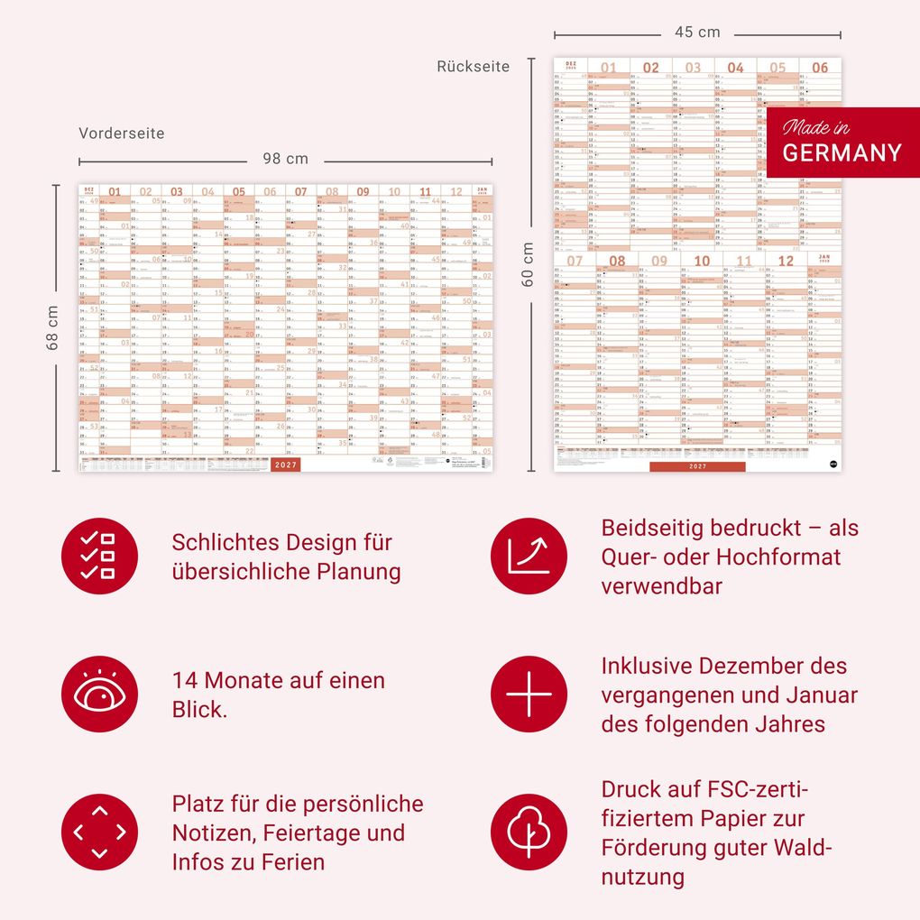 Weitere Ansicht: Mega-Posterplaner, rot 2027