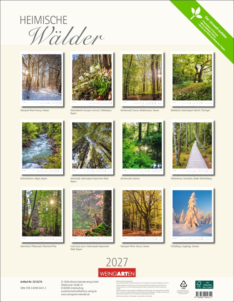 Weitere Ansicht: Heimische Wälder Kalender 2027