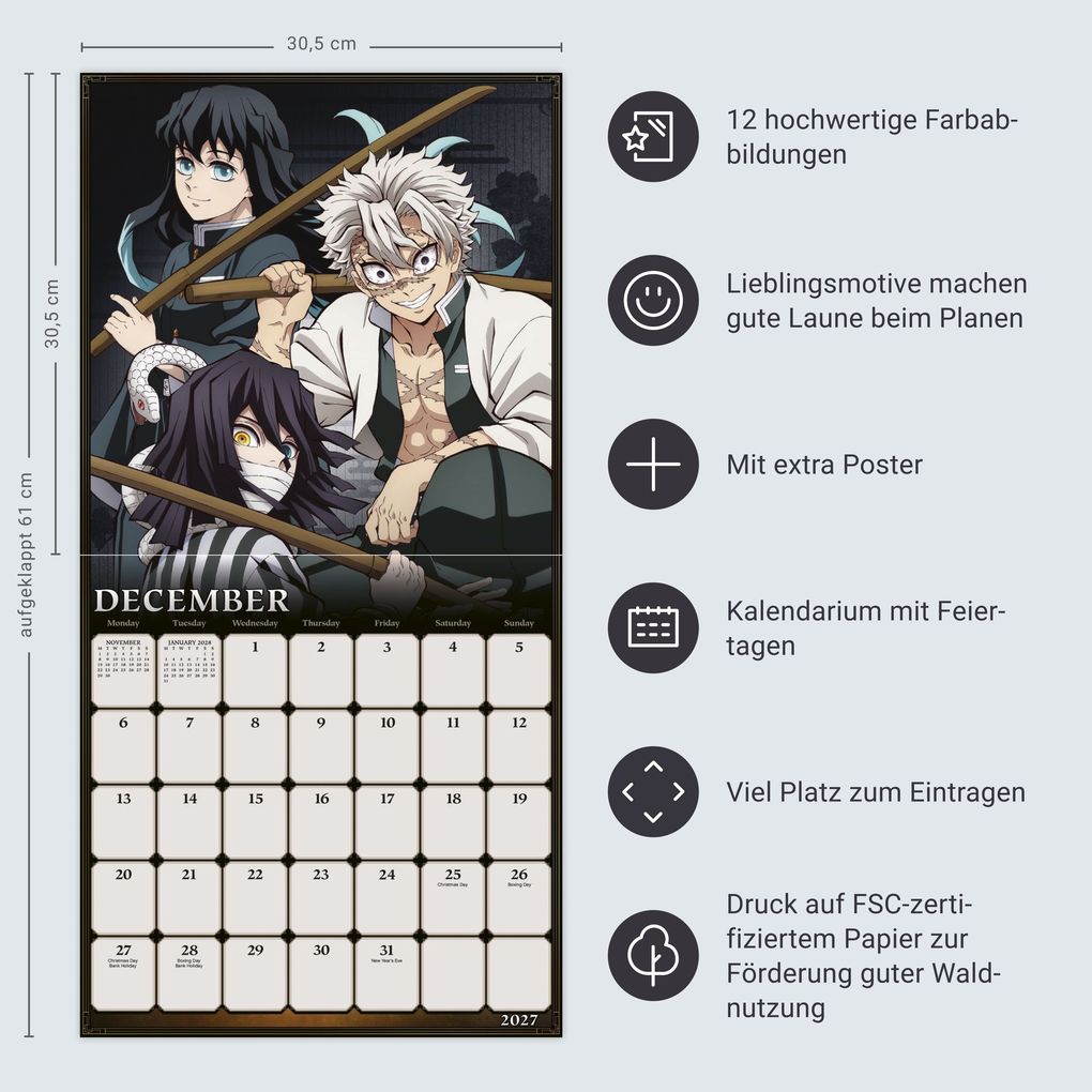 Weitere Ansicht: Demon Slayer Broschurkalender 2027
