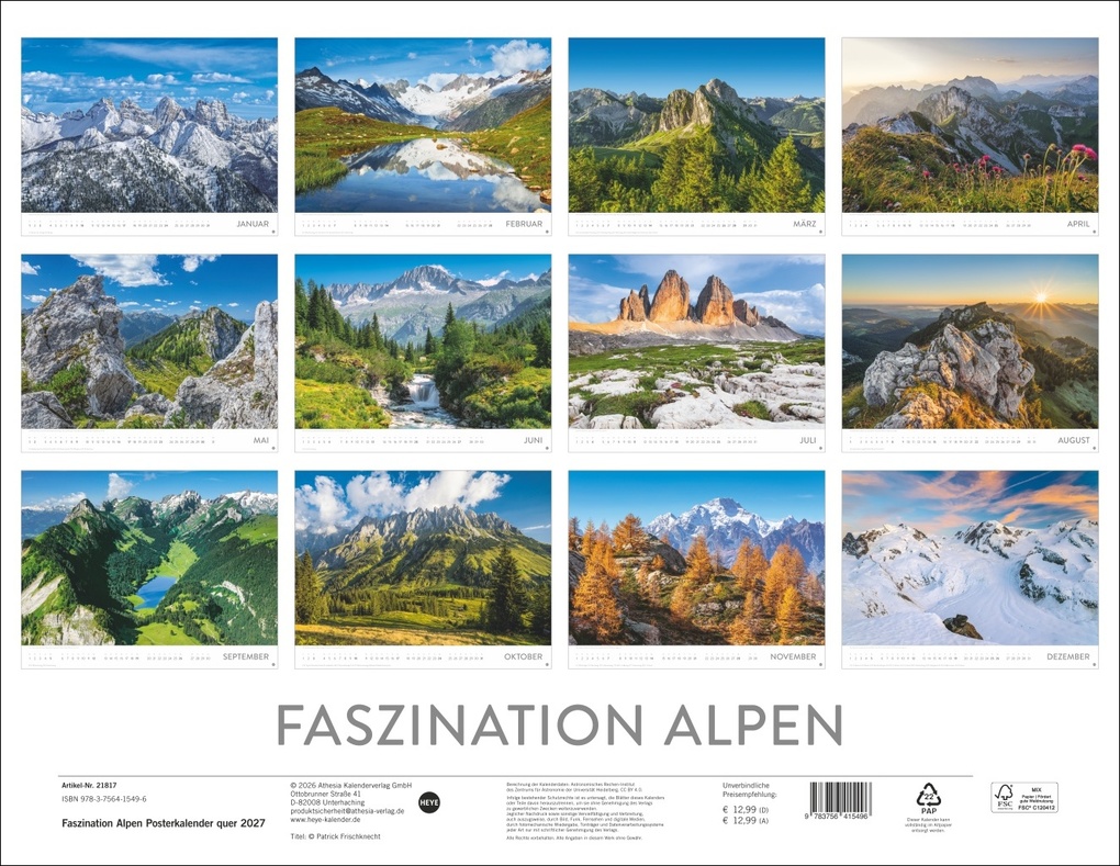 Weitere Ansicht: Faszination Alpen Posterkalender 2027