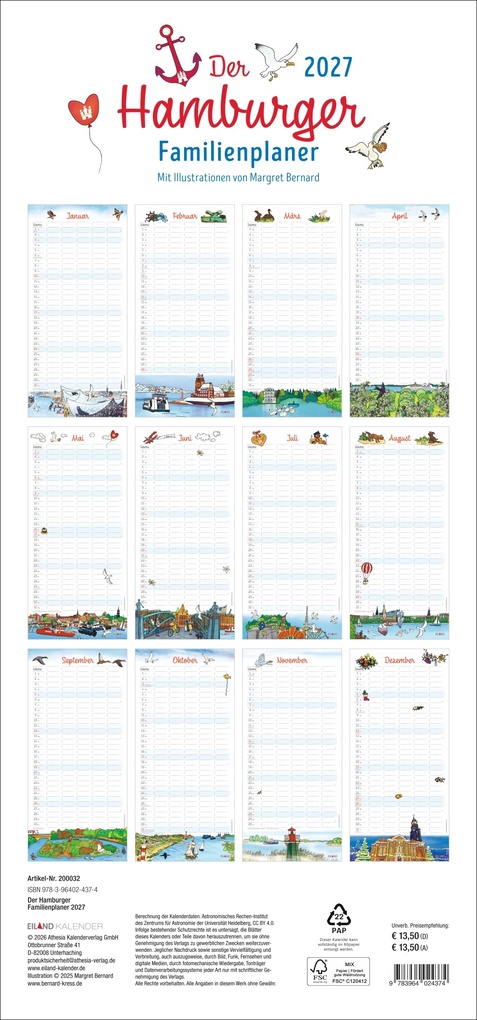 Weitere Ansicht: Der Hamburger Familienplaner 2027 - Margret Bernard