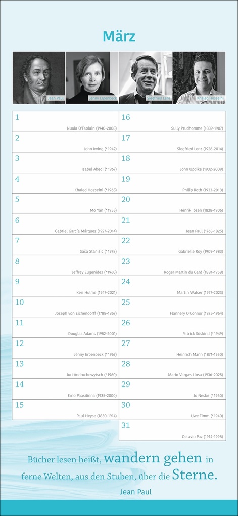 Weitere Ansicht: Der literarische Geburtstagskalender - Mit Geburtstagskindern und Zitaten