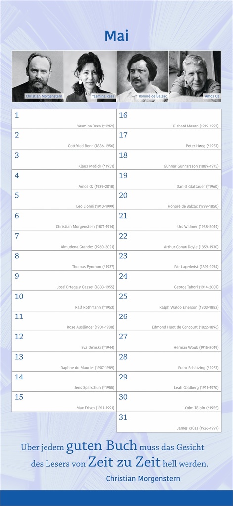 Weitere Ansicht: Der literarische Geburtstagskalender - Mit Geburtstagskindern und Zitaten