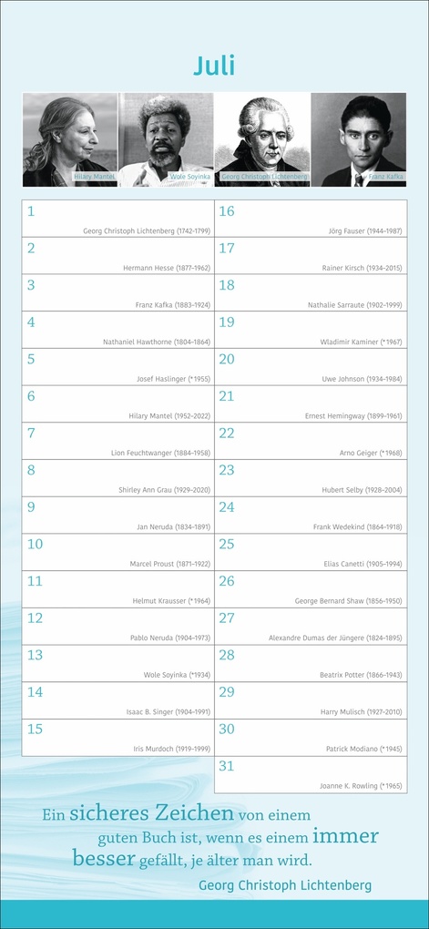 Weitere Ansicht: Der literarische Geburtstagskalender - Mit Geburtstagskindern und Zitaten