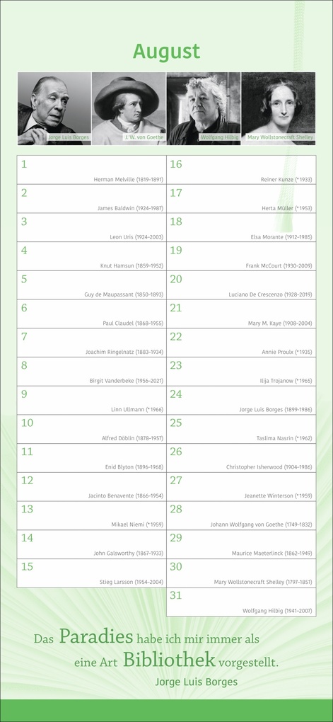 Weitere Ansicht: Der literarische Geburtstagskalender - Mit Geburtstagskindern und Zitaten