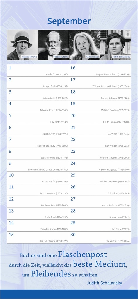 Weitere Ansicht: Der literarische Geburtstagskalender - Mit Geburtstagskindern und Zitaten