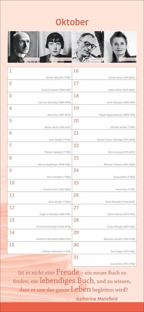 Weitere Ansicht: Der literarische Geburtstagskalender - Mit Geburtstagskindern und Zitaten