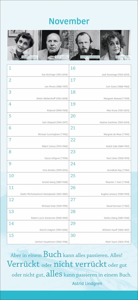 Weitere Ansicht: Der literarische Geburtstagskalender - Mit Geburtstagskindern und Zitaten