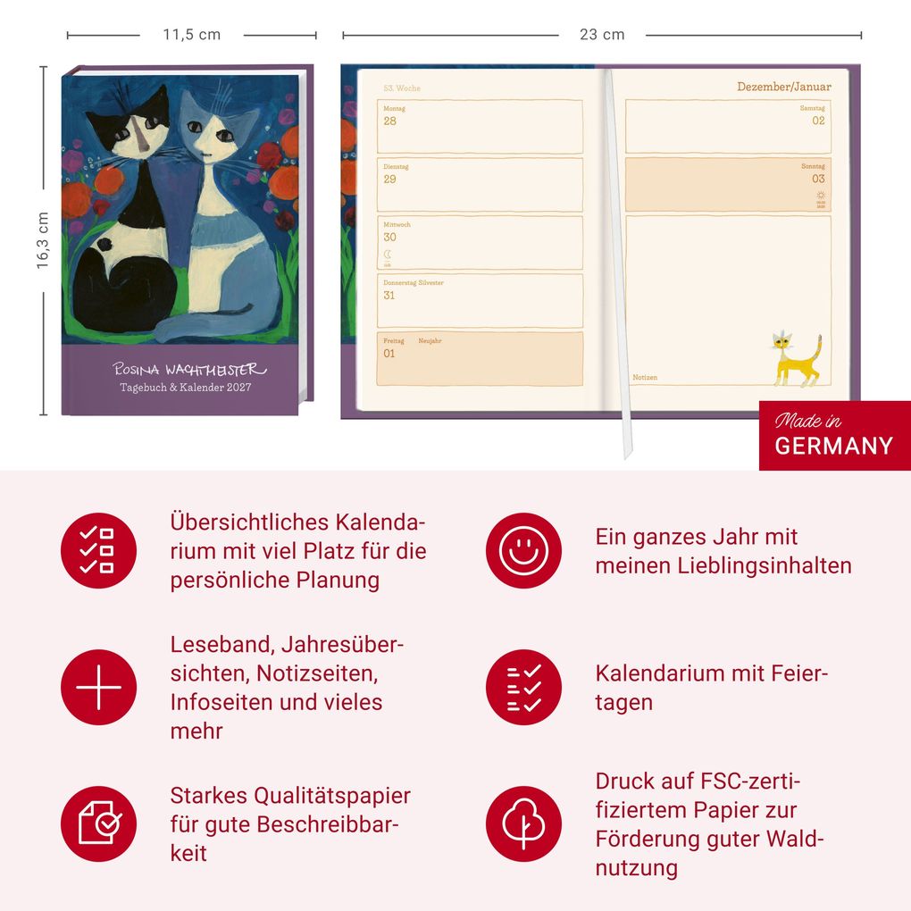 Weitere Ansicht: Rosina Wachtmeister Kalenderbuch A6 2027 | Rosina Wachtmeister