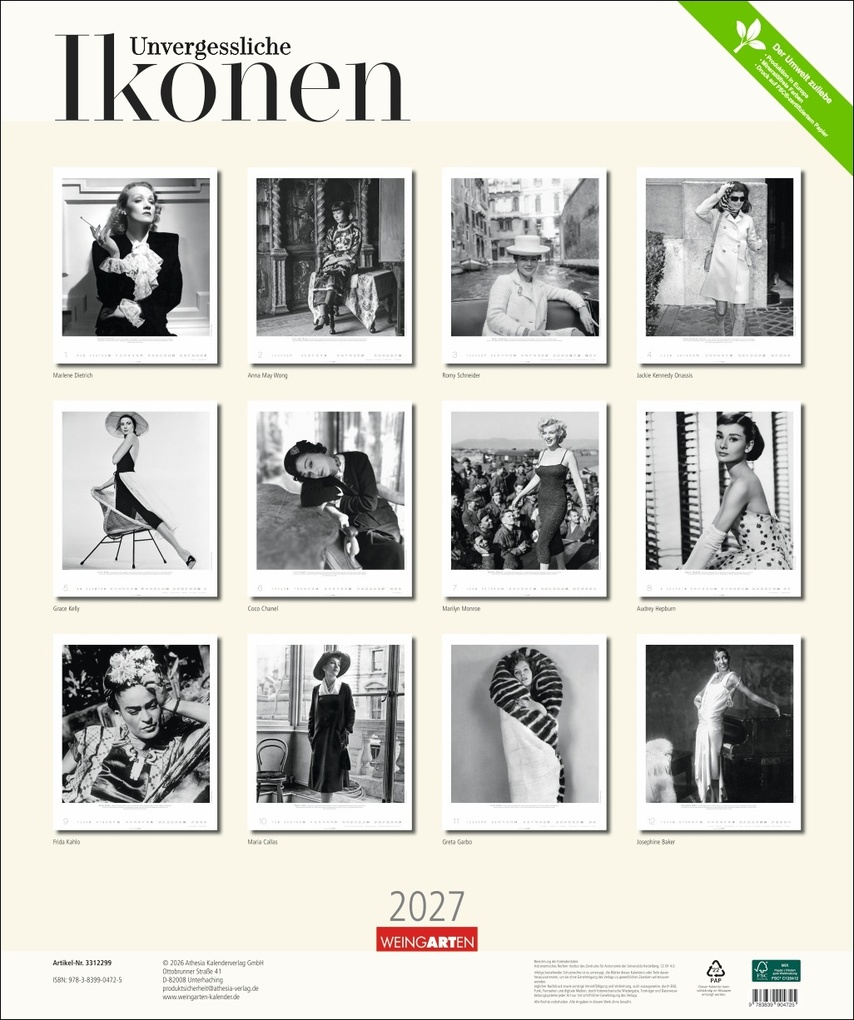 Weitere Ansicht: Unvergessliche Ikonen Kalender 2027 - Frauen mit Stil
