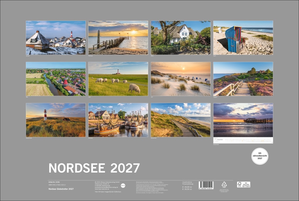Weitere Ansicht: Nordsee Globetrotter Kalender 2027 - Von frischem Wind und weiten Stränden