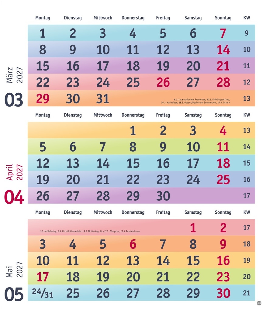 Weitere Ansicht: Bunte Wochen 3-Monatsplaner 2027