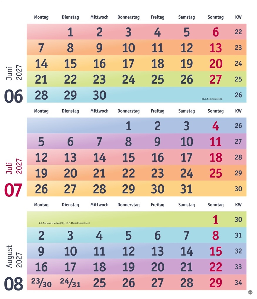 Weitere Ansicht: Bunte Wochen 3-Monatsplaner 2027
