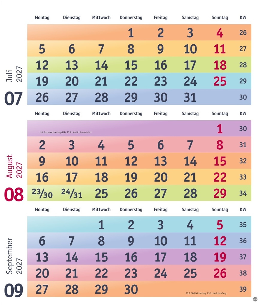 Weitere Ansicht: Bunte Wochen 3-Monatsplaner 2027