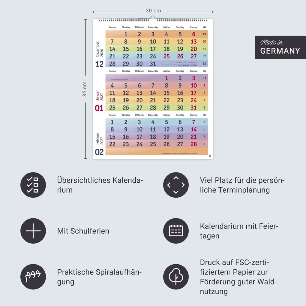Weitere Ansicht: Bunte Wochen 3-Monatsplaner 2027