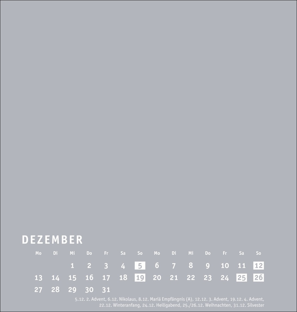 Weitere Ansicht: Premium-Bastelkalender silbergrau mittel 2027