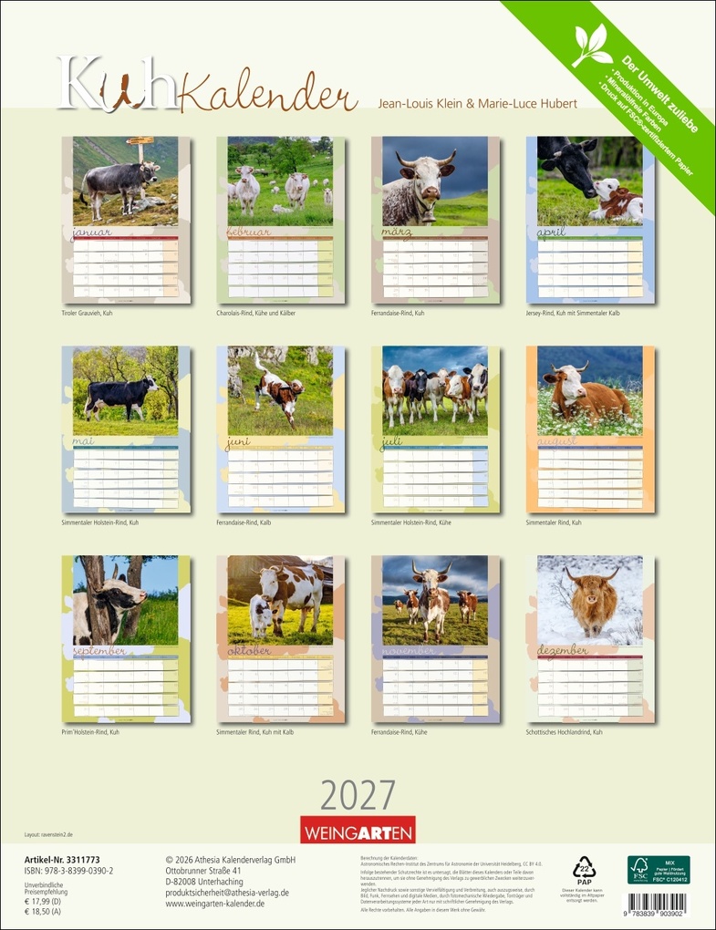 Weitere Ansicht: Kuh Kalender 2027