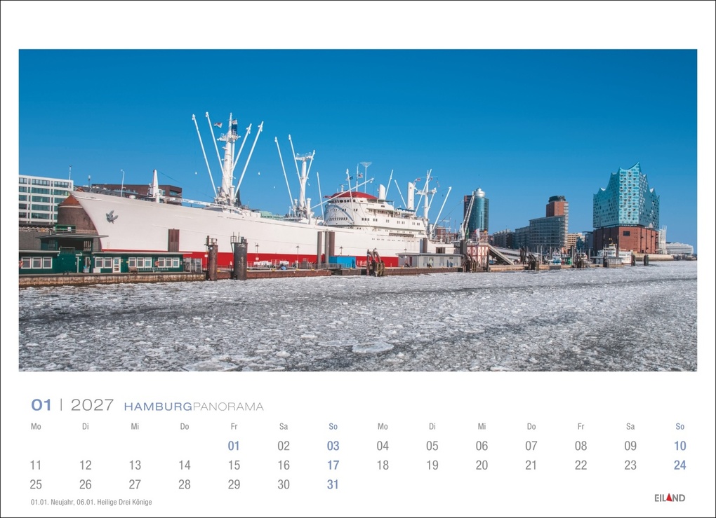 Weitere Ansicht: Hamburg Panorama-Postkartenkalender 2027