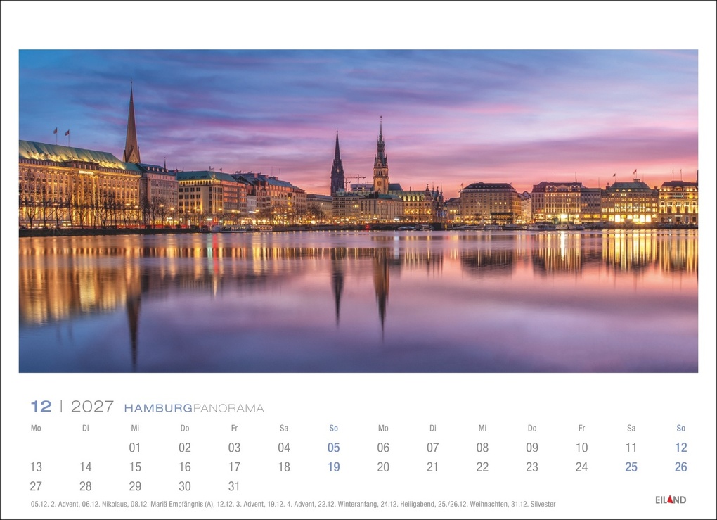 Weitere Ansicht: Hamburg Panorama-Postkartenkalender 2027