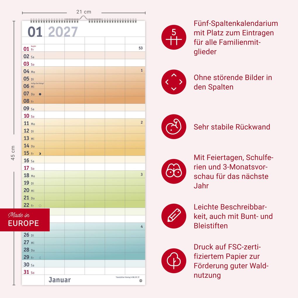 Weitere Ansicht: Bunte Wochen Familienplaner 2027