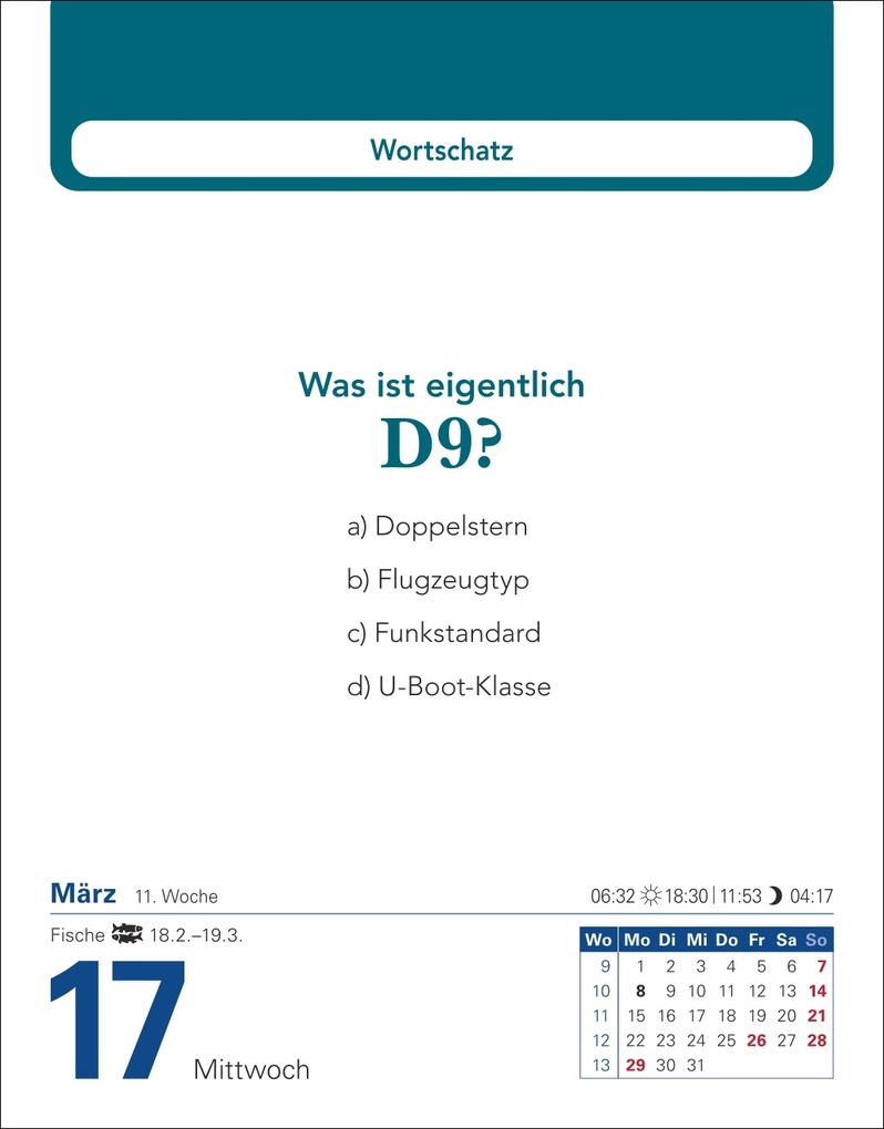 Weitere Ansicht: Allgemeinbildung Tagesabreißkalender 2027 - Das tägliche Wissens-Quiz | Berthold Budde