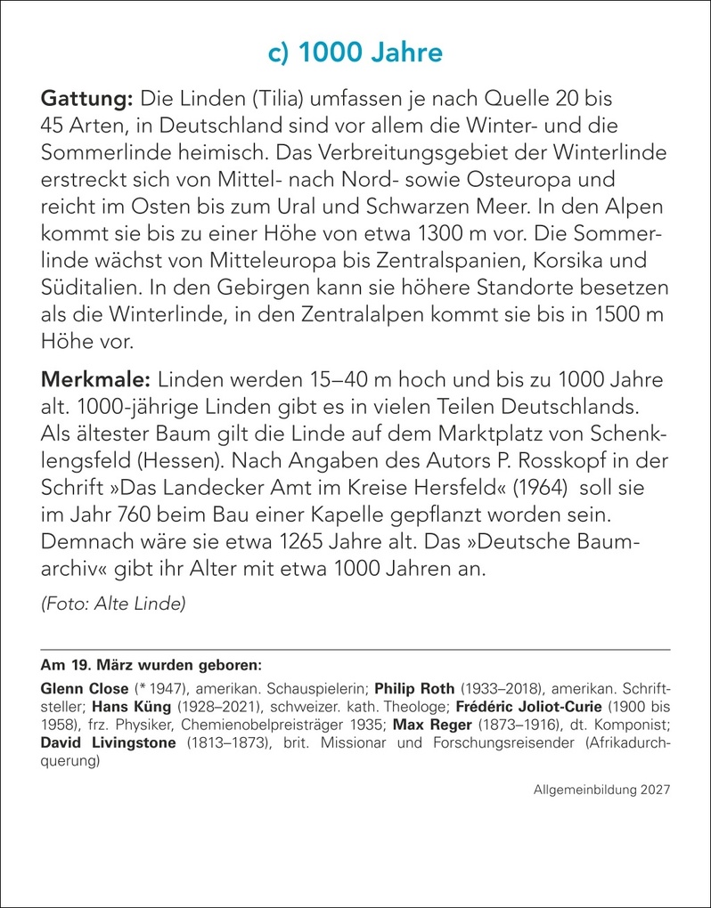 Weitere Ansicht: Allgemeinbildung Tagesabreißkalender 2027 - Das tägliche Wissens-Quiz | Berthold Budde