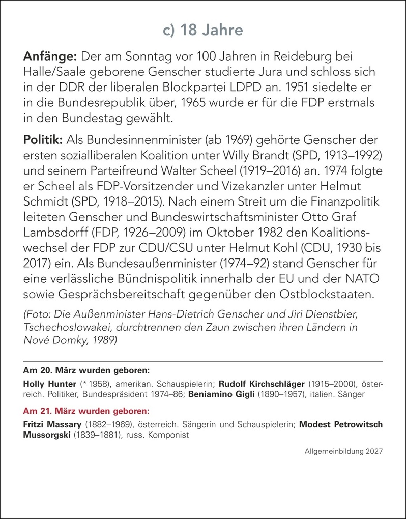 Weitere Ansicht: Allgemeinbildung Tagesabreißkalender 2027 - Das tägliche Wissens-Quiz | Berthold Budde