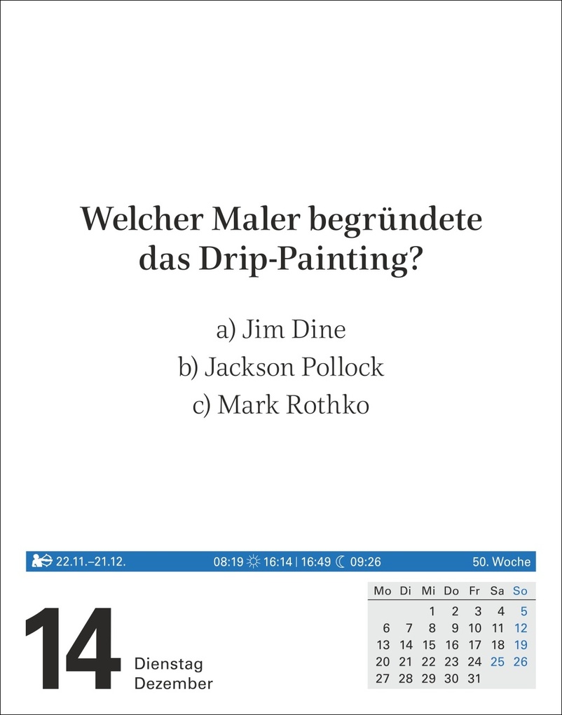 Weitere Ansicht: Wissen Tagesabreißkalender 2027 - Quizfragen aus Geschichte, Politik, Kultur, Technik und Sport | Berthold Budde
