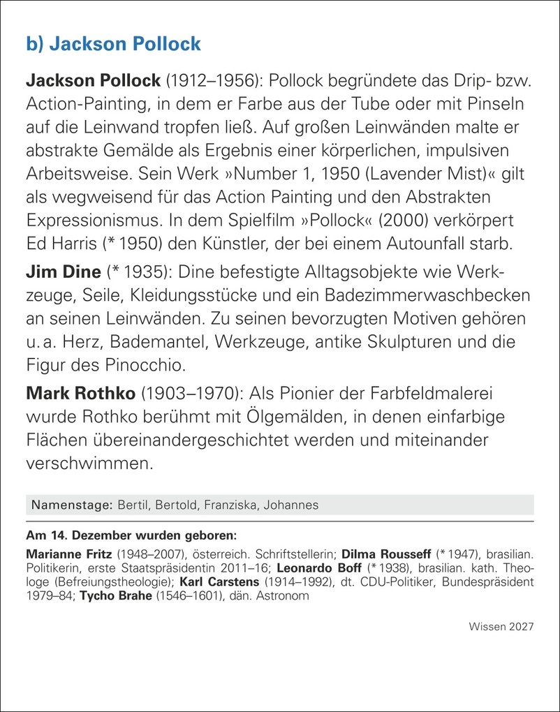 Weitere Ansicht: Wissen Tagesabreißkalender 2027 - Quizfragen aus Geschichte, Politik, Kultur, Technik und Sport | Berthold Budde