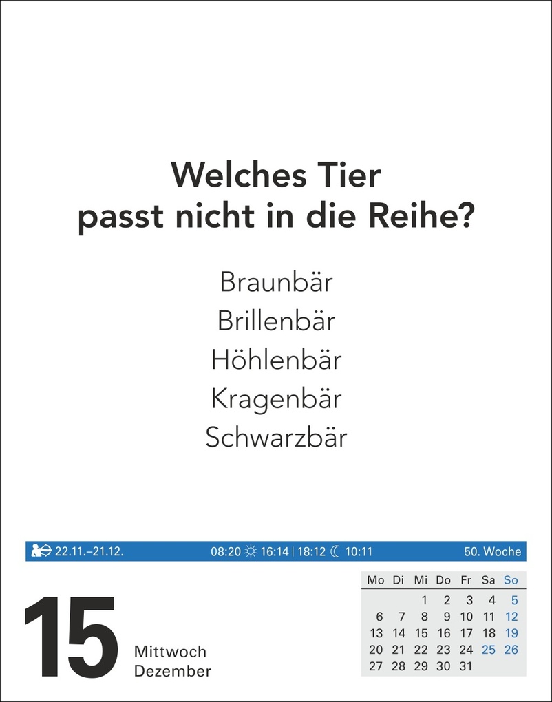 Weitere Ansicht: Wissen Tagesabreißkalender 2027 - Quizfragen aus Geschichte, Politik, Kultur, Technik und Sport | Berthold Budde